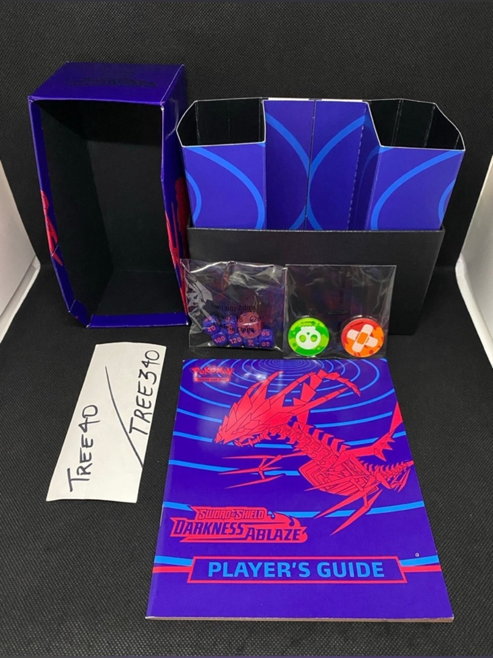 EMPTY Darkness Ablaze ETB Elite Trainer Box with dice, markers, player’s guide